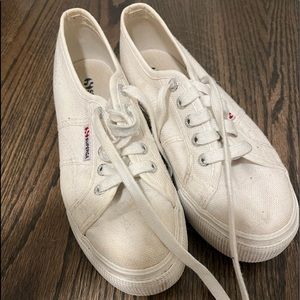 SUPERGA White Canvas Platform Sneakers Size 7
